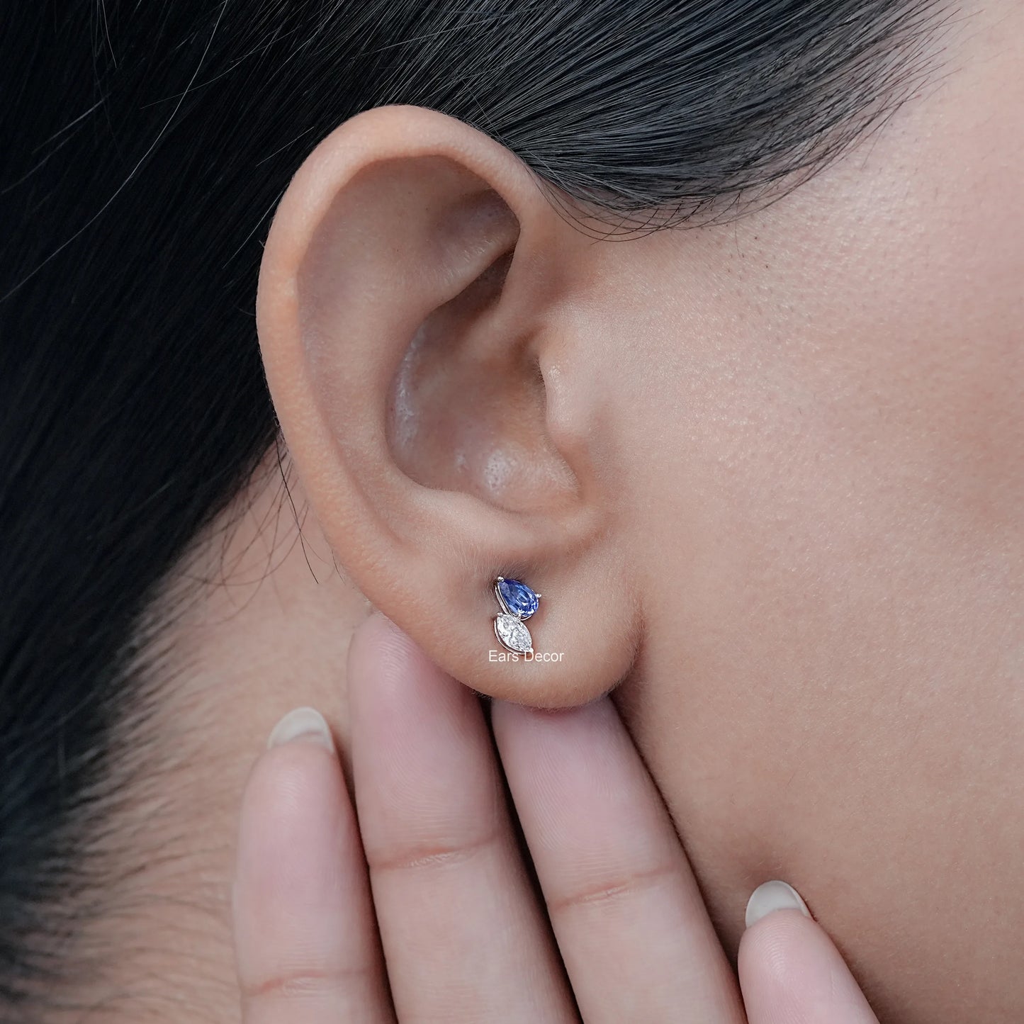 Sapphire Pear And Marquise Diamond Toi Moi Stud Earrings