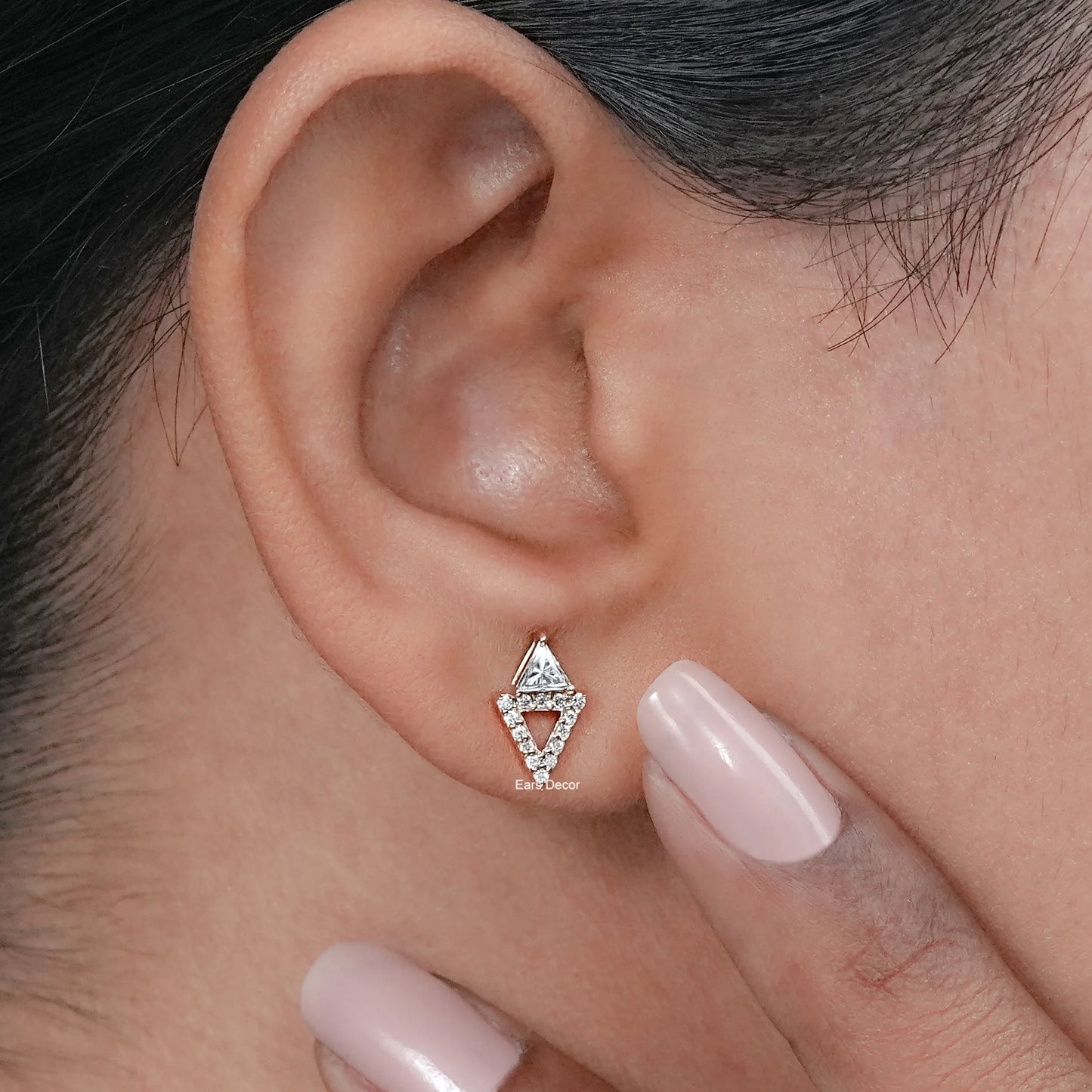 Open Triangle Lab Diamond Stud Earrings