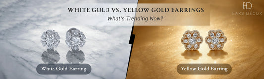 Trending white gold and yellow gold earrings styles