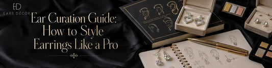 Ear curation guide with diamond earrings, ear stack ideas, and earring styling inspiration