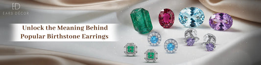 birthstone earrings by ears decor featuring emerald, ruby and aquamarine gemstone studs