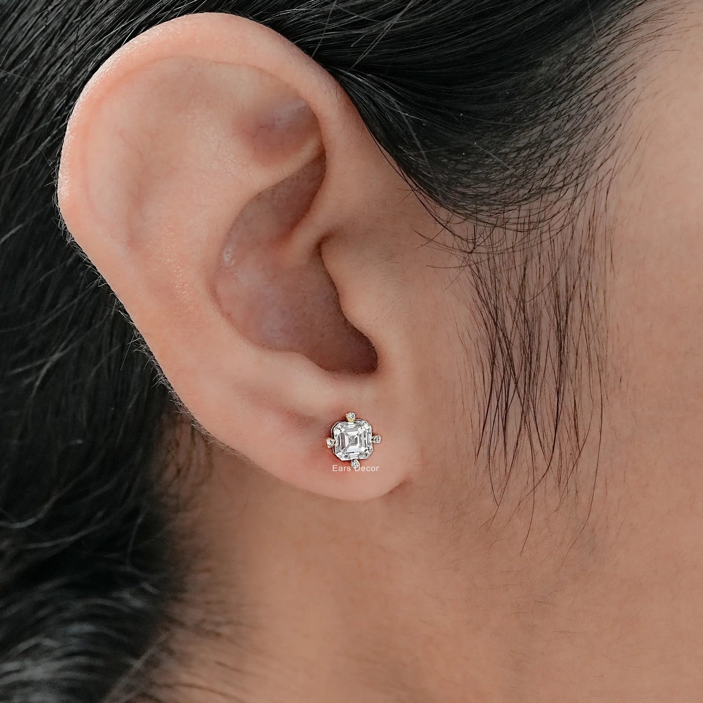 Asscher Cut Lab Diamond Stud Earrings