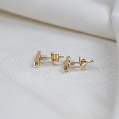Baguette Lab Diamond Bar Set Stud Earrings