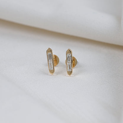 Baguette Lab Diamond Bar Set Stud Earrings