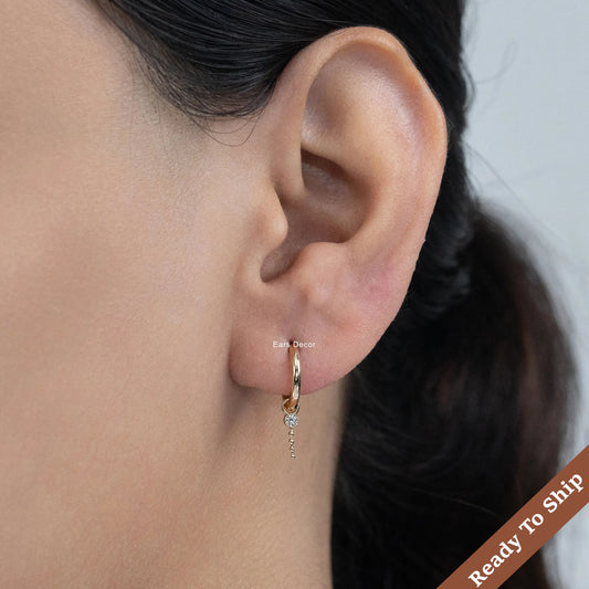 Ball Chain Huggie Hoop Earring