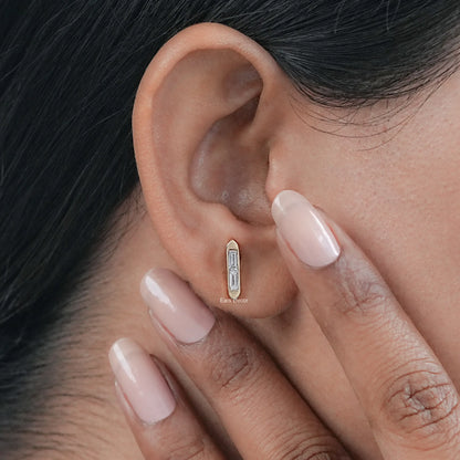 Baguette Lab Diamond Bar Set Stud Earrings