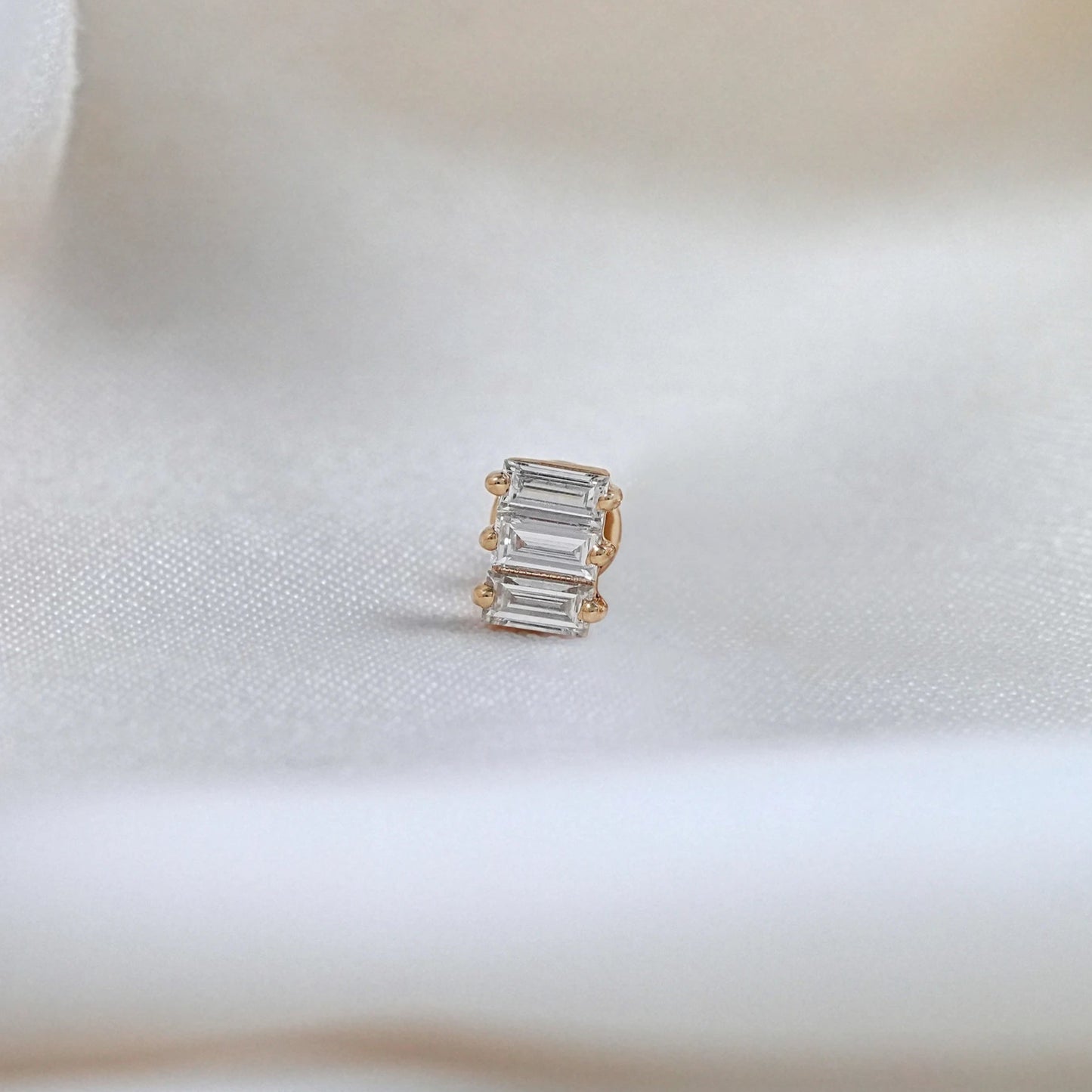 Baguette Cut Lab Grown Diamond Stud Earring For Men's