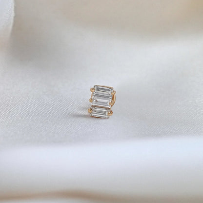 Baguette Cut Lab Grown Diamond Stud Earring For Men's
