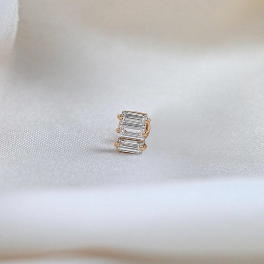 Baguette Cut Lab Grown Diamond Stud Earring For Men's