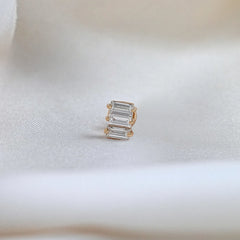 Baguette Cut Lab Grown Diamond Stud Earring For Men's