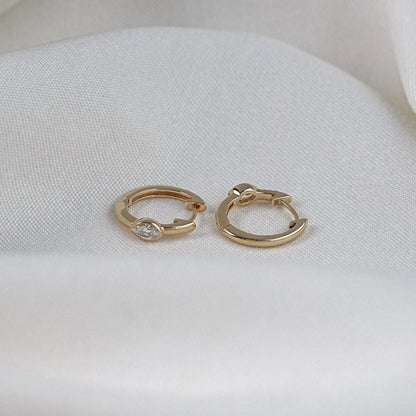 Bezel Set Marquise Cut Moissanite Hoop Earrings