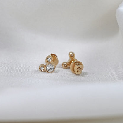 Round Diamond Micky Mouse Stud Earrings