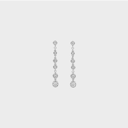 Round Lab Diamond Bezel Set Dangle Drop Earrings