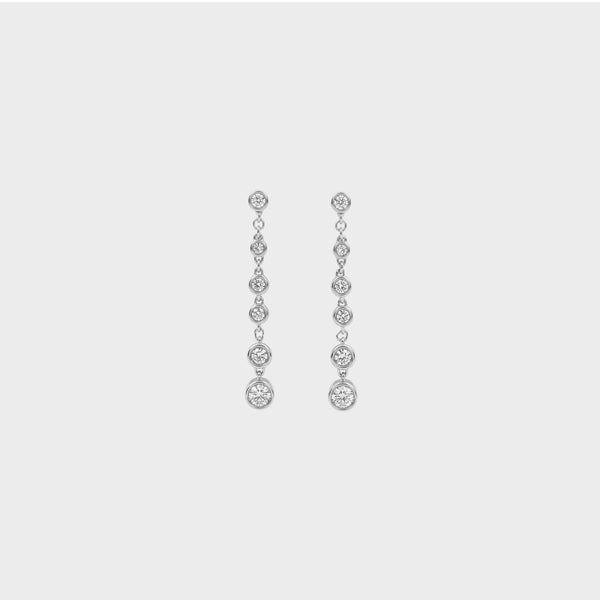 Round Lab Diamond Bezel Set Dangle Drop Earrings