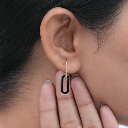 Round Diamond Hoop Link Earrings