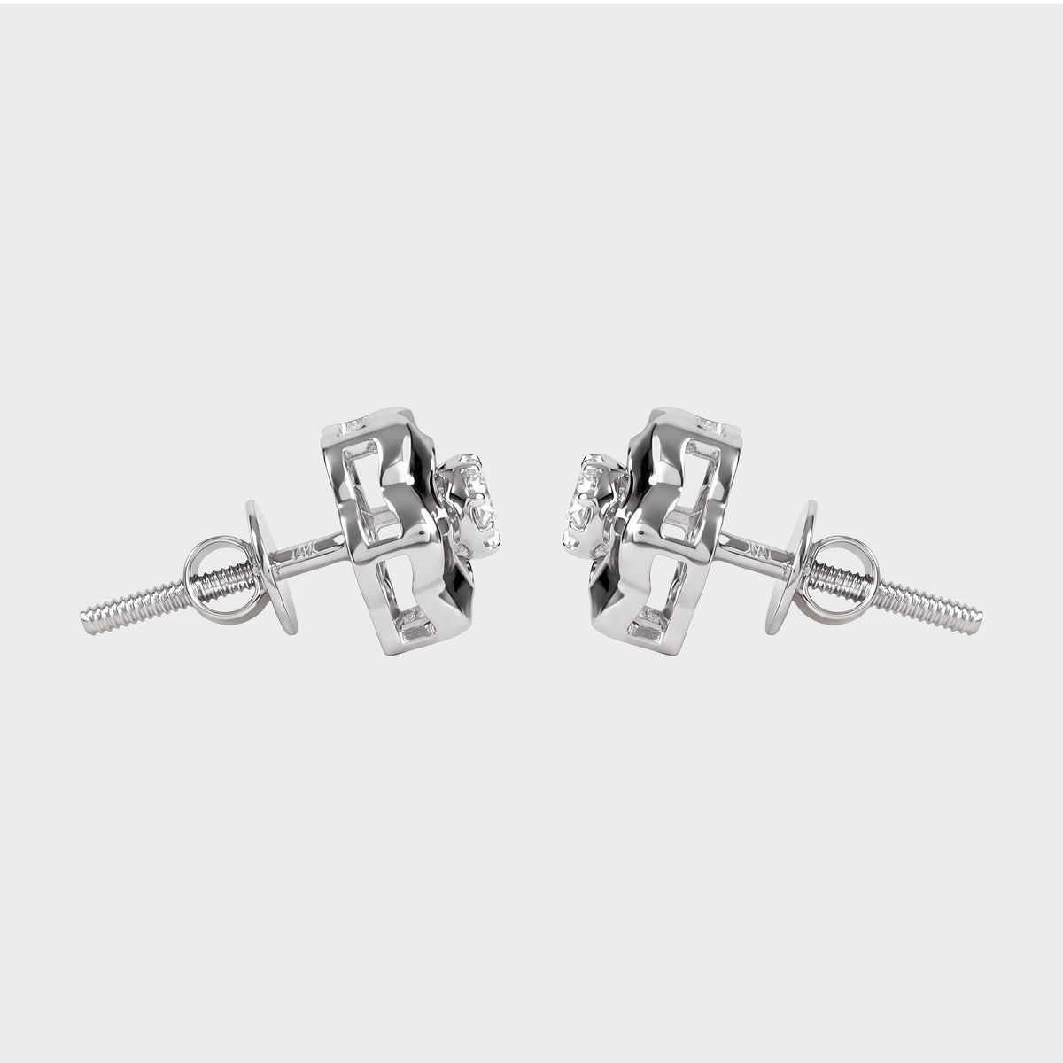 Black Enamel Round Cut Lab Grown Diamond Solitaire Studs