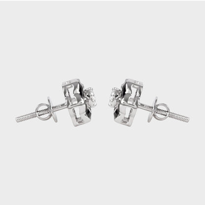 Black Enamel Round Cut Lab Grown Diamond Solitaire Studs