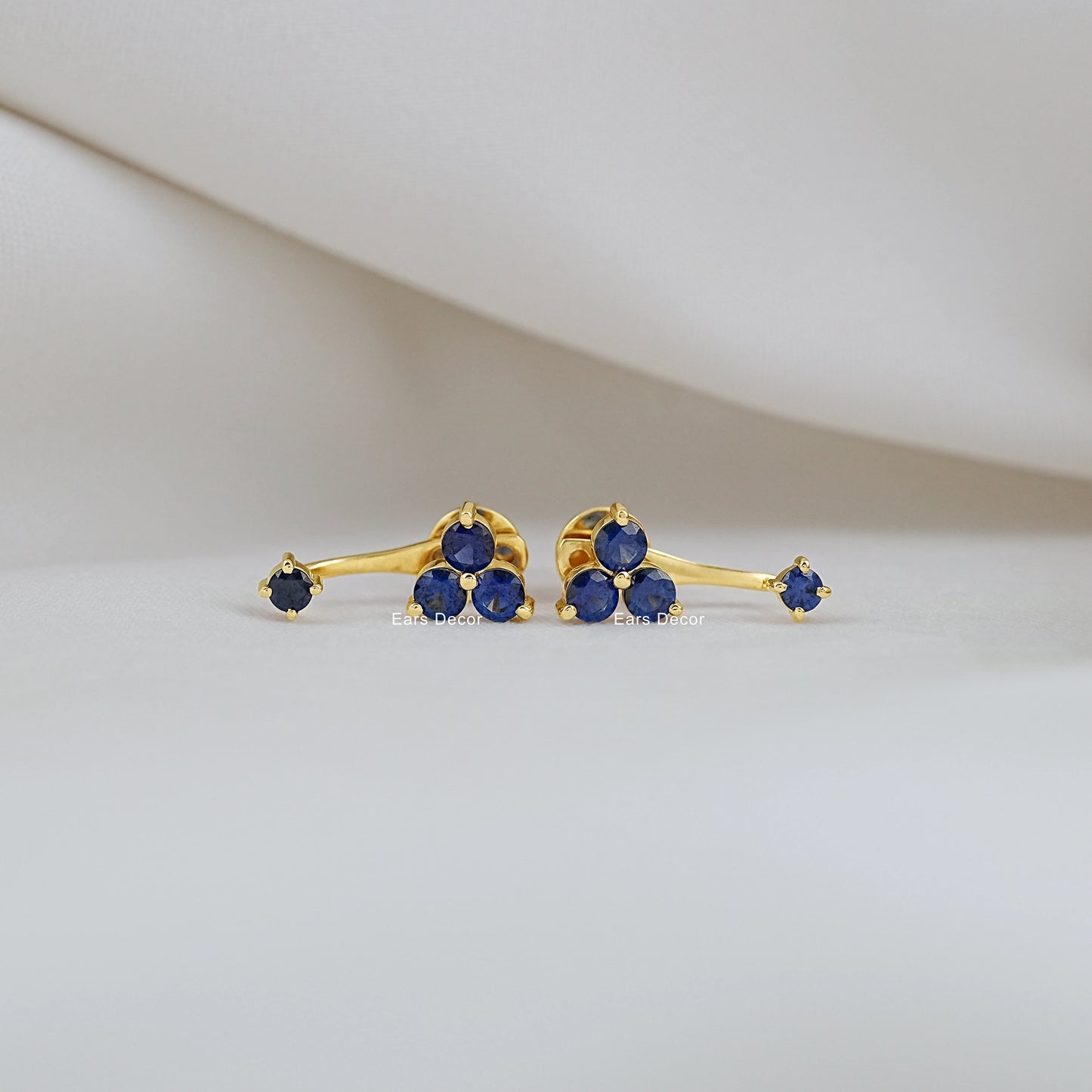 Blue Sapphire Ear Jacket Earring