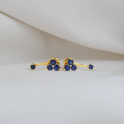 Blue Sapphire Ear Jacket Earring