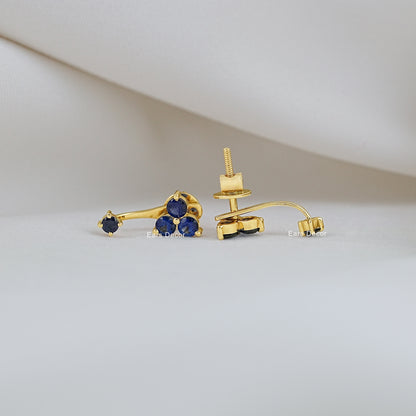 Blue Sapphire Ear Jacket Earring