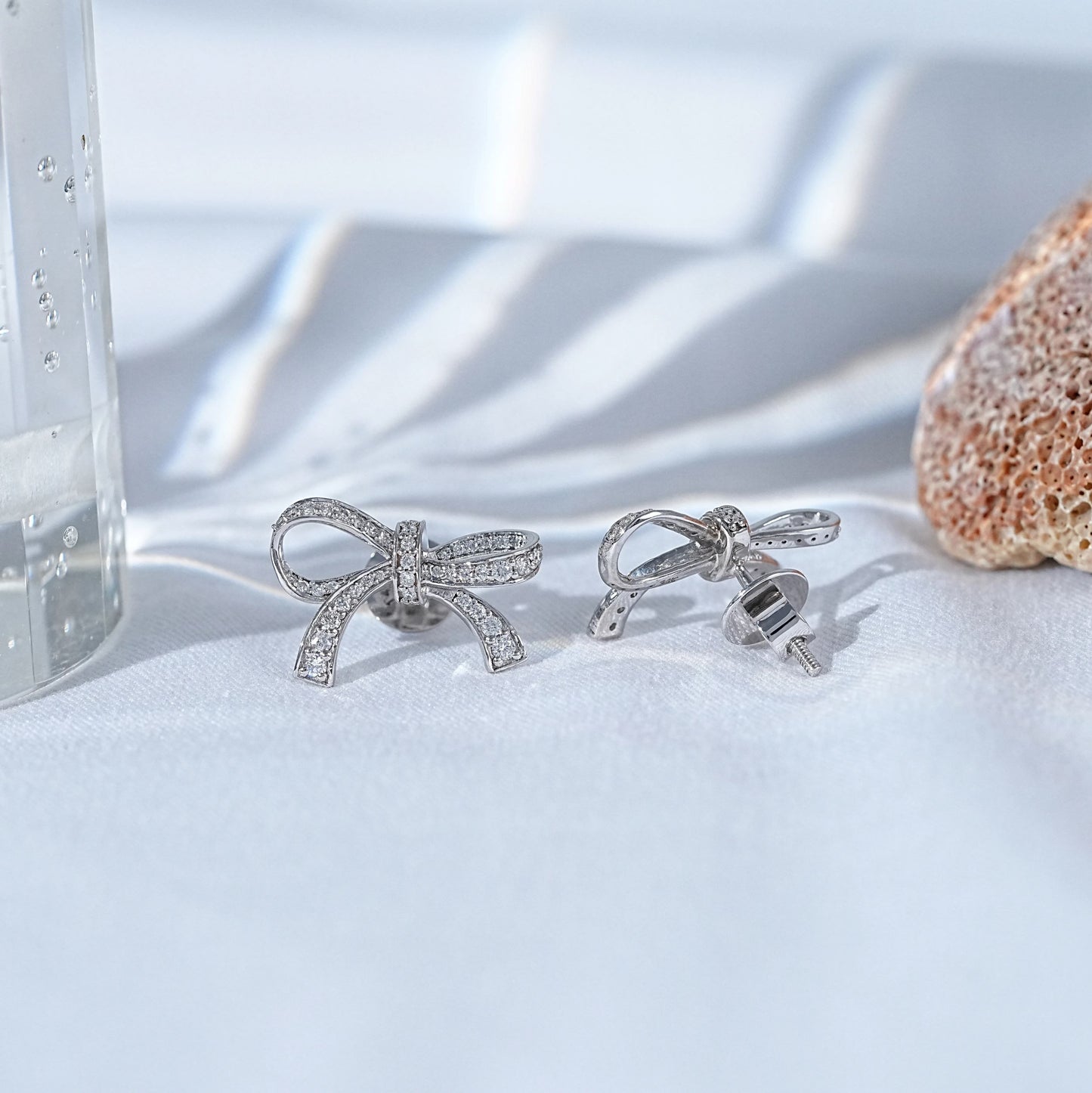 Round Lab Diamond Bow Shape Earrings