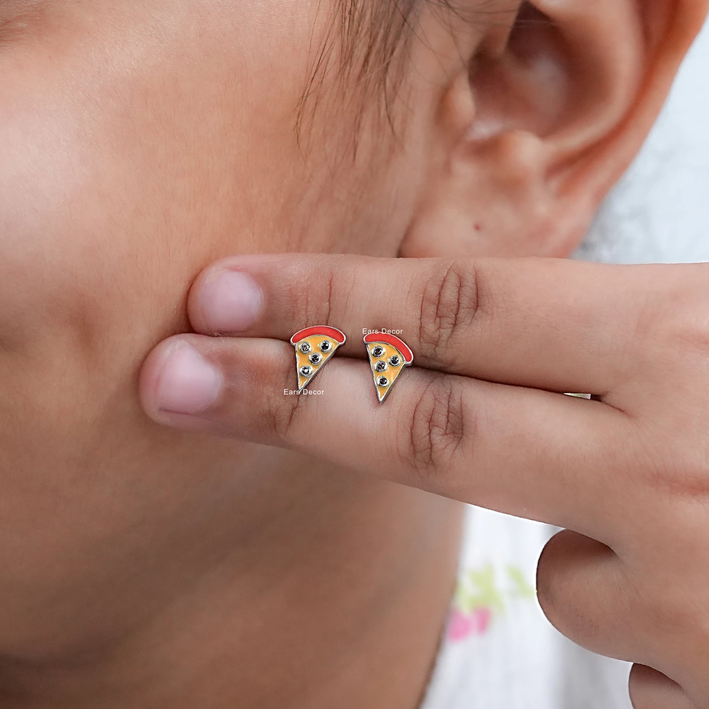 Pizza Slice Gemstone Stud Earrings