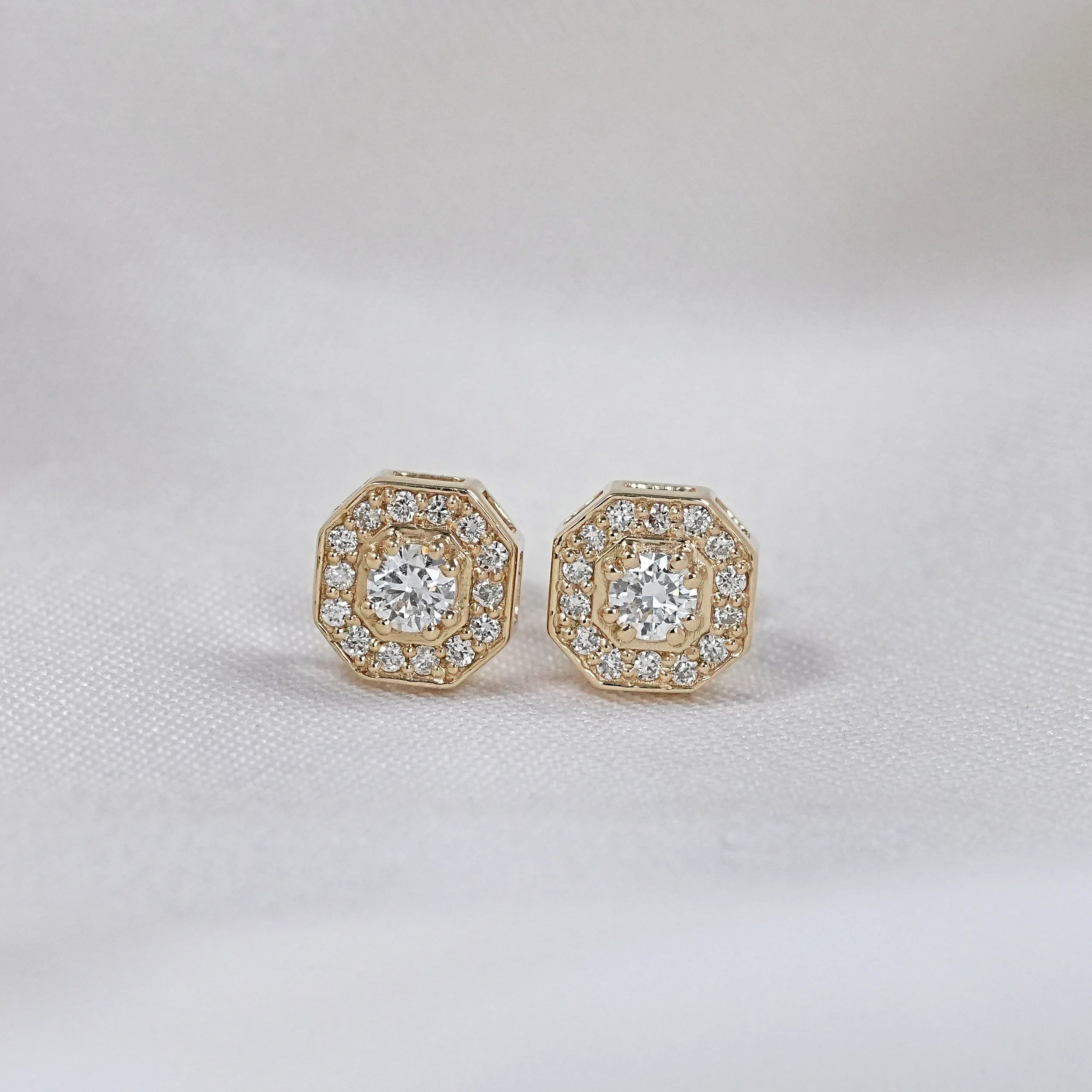 Brilliant Cut Natural Round Octagon Shape Earrings