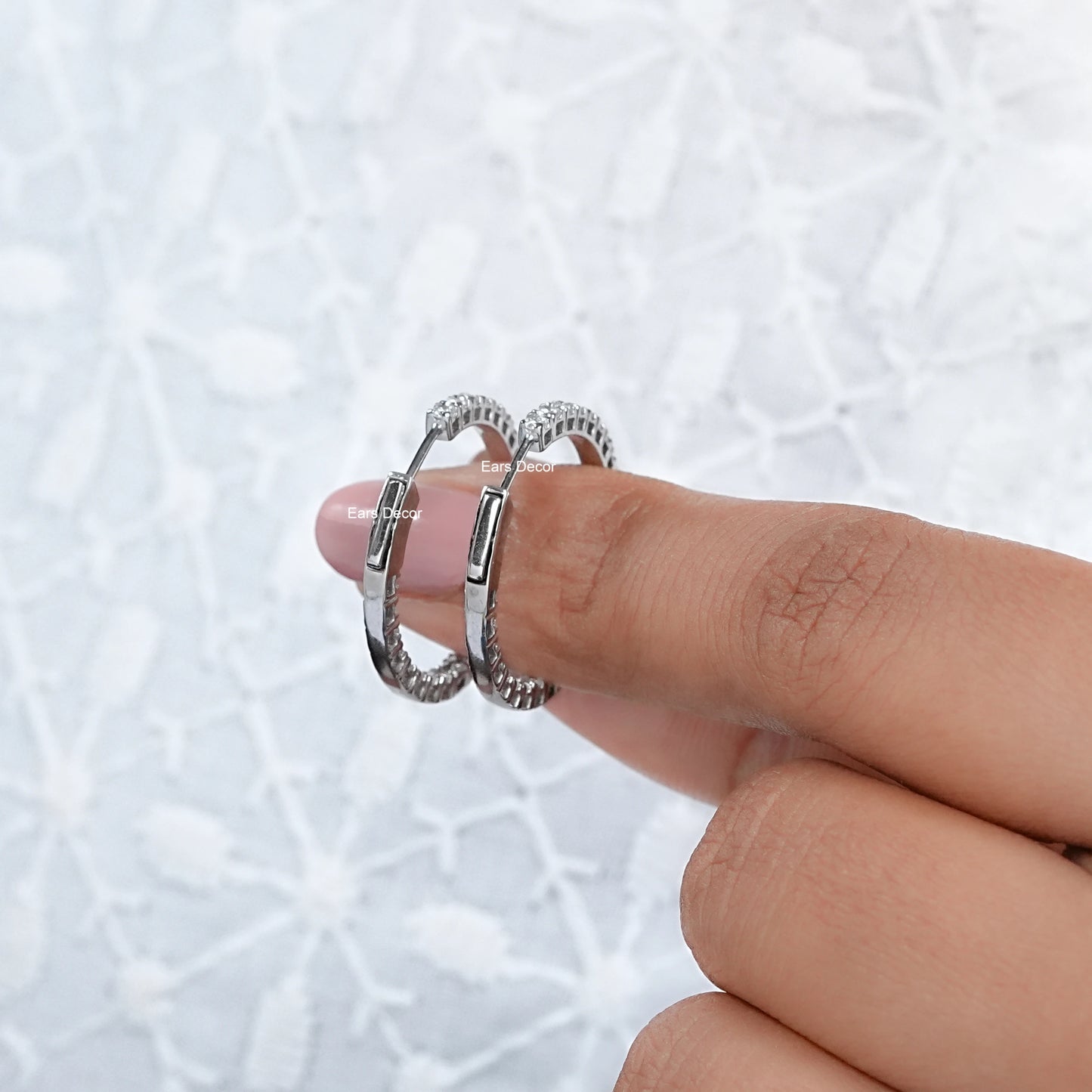 Brilliant Round Cut Natural Diamond Hoop Earrings