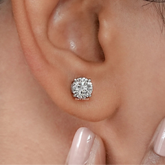 Round Cut Lab Grown Diamond Solitaire Stud Earrings