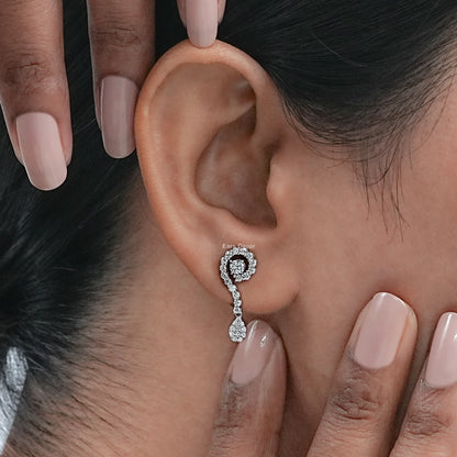Round Natural Diamond Swirl Dangle Earrings