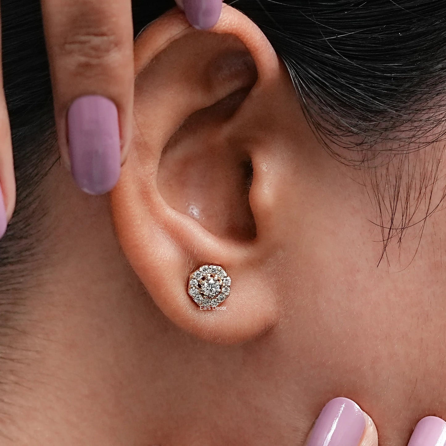 Brilliant Cut Round Lab Diamond Halo Stud Earrings