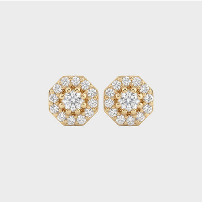 Brilliant Cut Round Lab Diamond Halo Stud Earrings