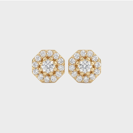 Brilliant Cut Round Lab Diamond Halo Stud Earrings