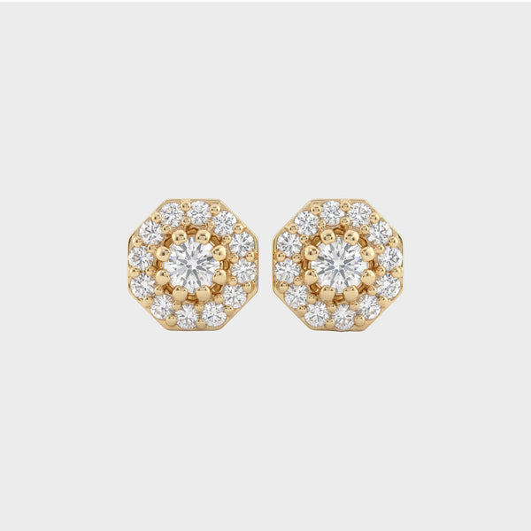 Brilliant Cut Round Lab Diamond Halo Stud Earrings