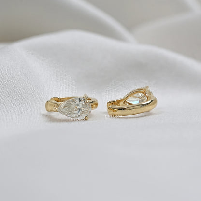 Pear Cut Lab Diamond Huggies Hoop Earrings