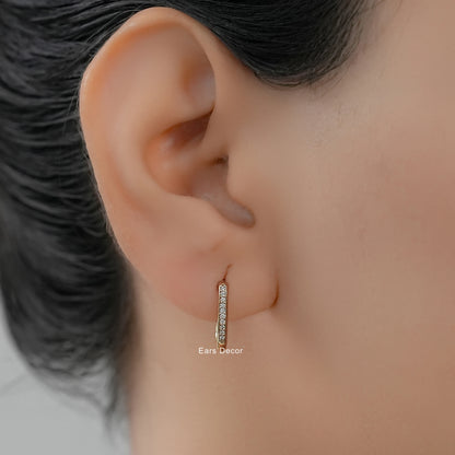 Round Diamond Channel Set Hoop Earring