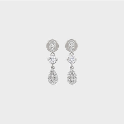 Round Natural Diamond Cluster Drop Earrings
