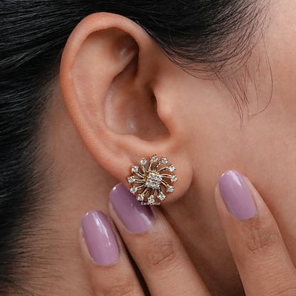 Earth - Mined Round Diamond Cluster Stud Earrings