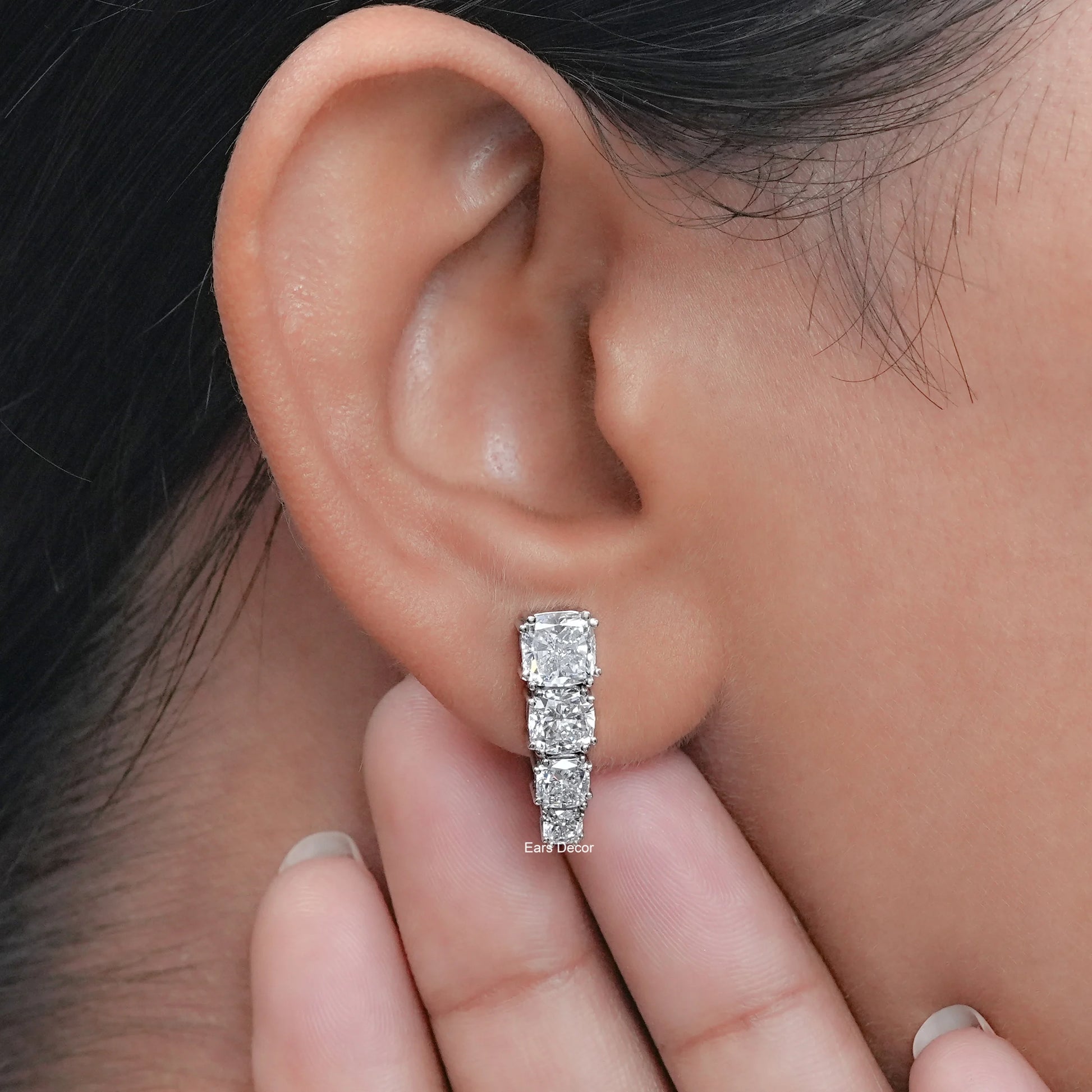 Cushion Cut Lab Diamond Tennis Drop Earrings – EARS DECOR