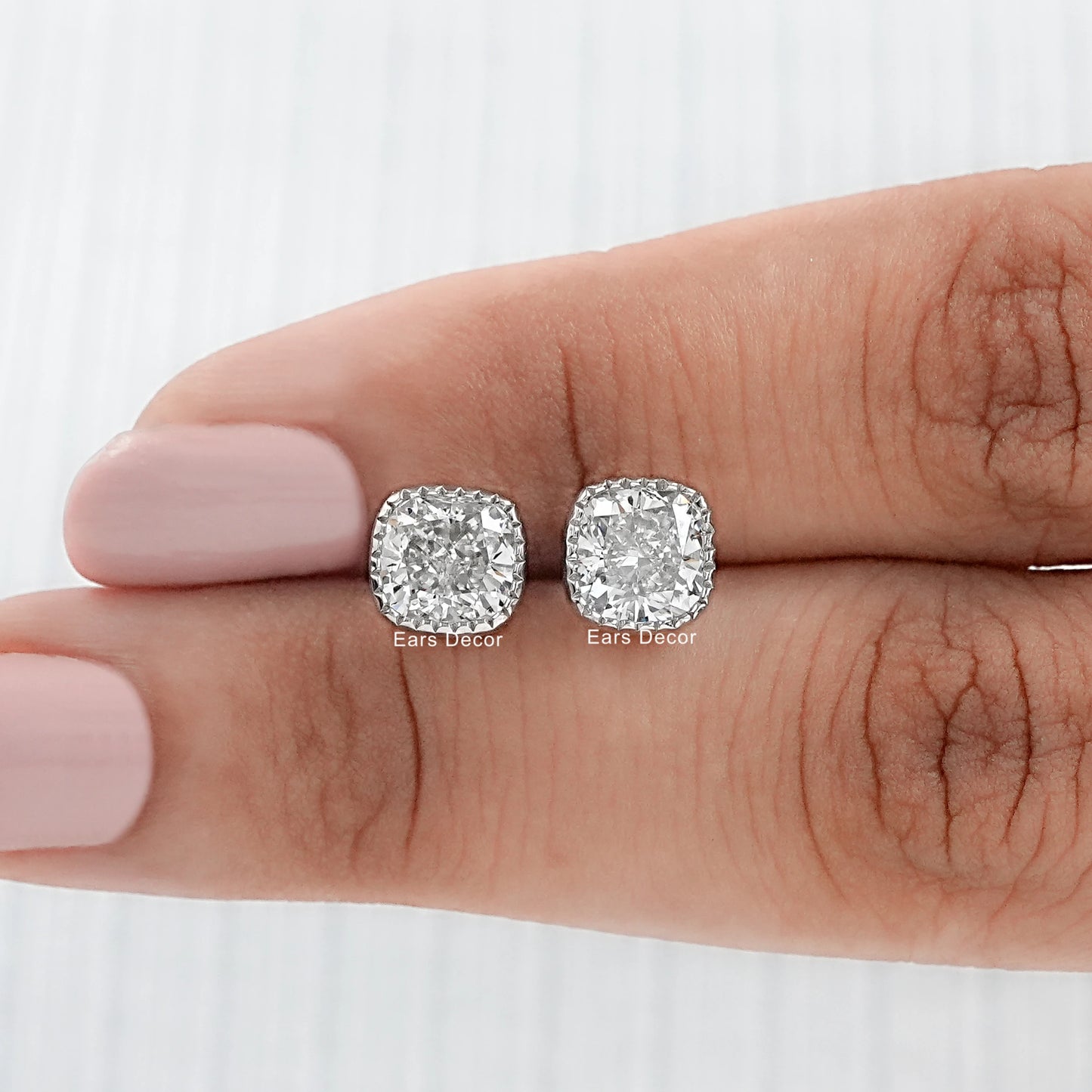 Cushion Cut Moissanite Diamond Stud Earrings
