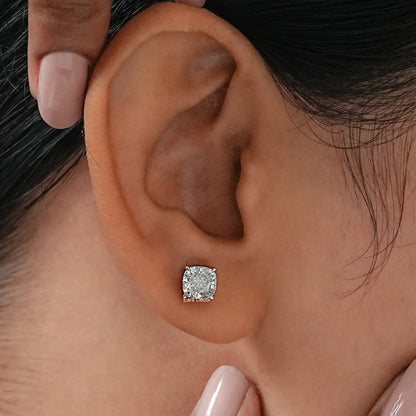 Cushion Moissanite Dainty Stud Earrings