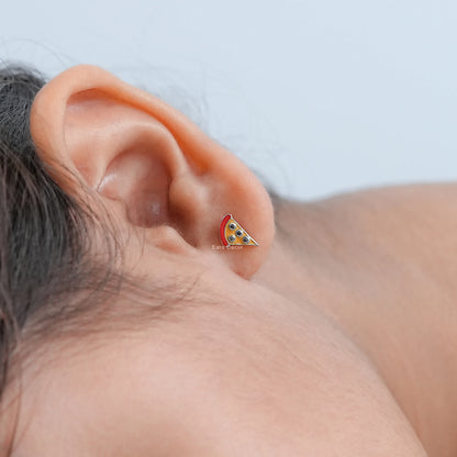Pizza Slice Gemstone Stud Earrings