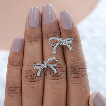 Round Lab Diamond Bow Shape Earrings