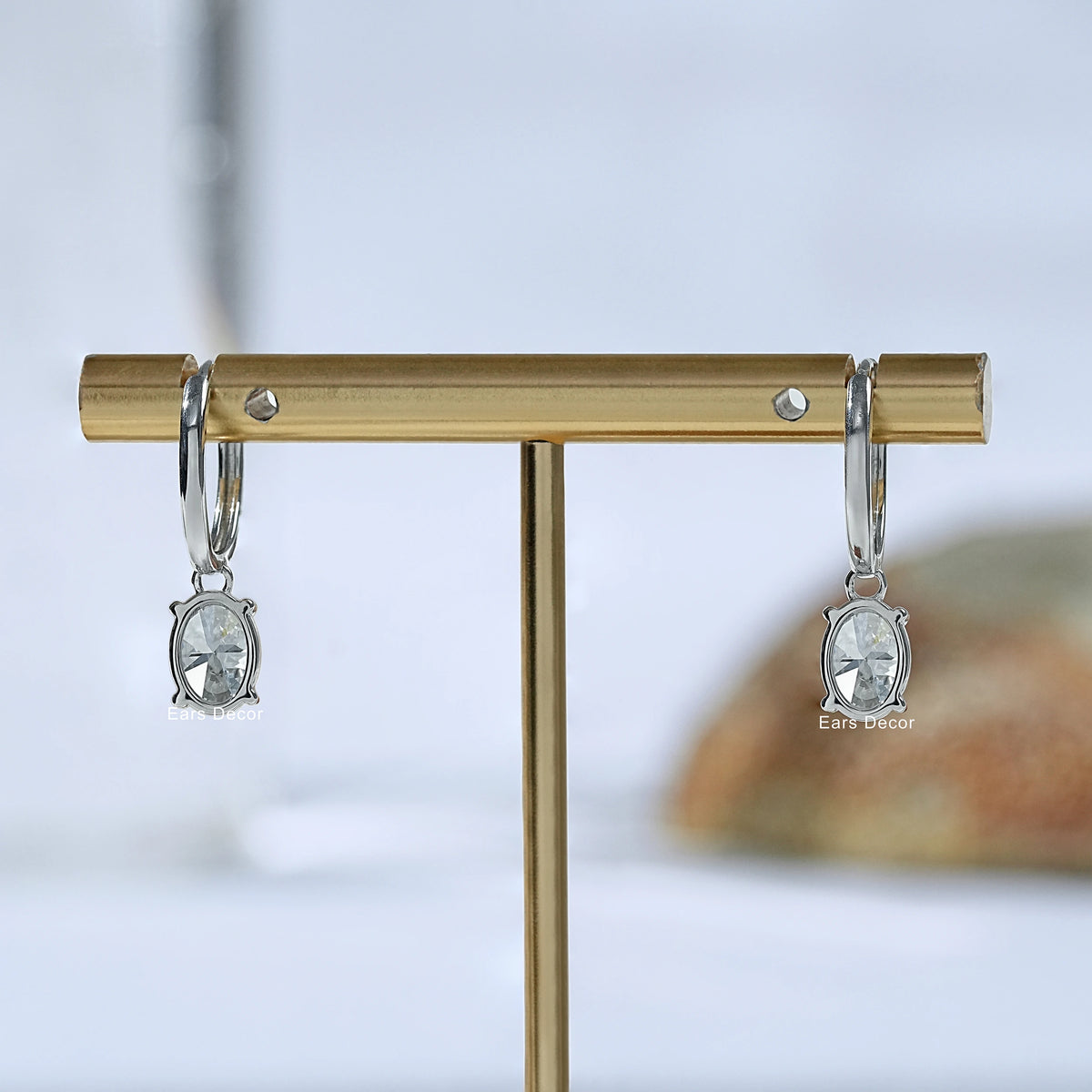 Lab Diamond Oval Dangle Earrings
