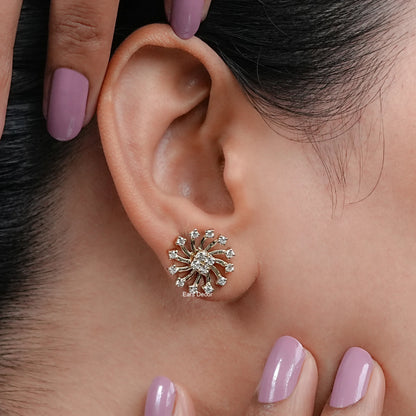 Earth - Mined Round Diamond Cluster Stud Earrings