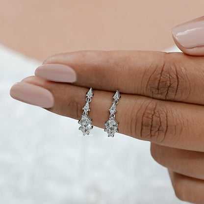 Step Cut Shield Lab Diamond Dangle Earring