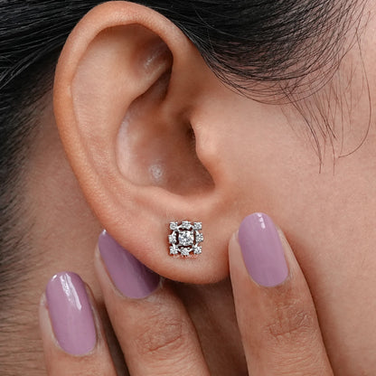 Round Cut Natural Diamond Dainty Earrings