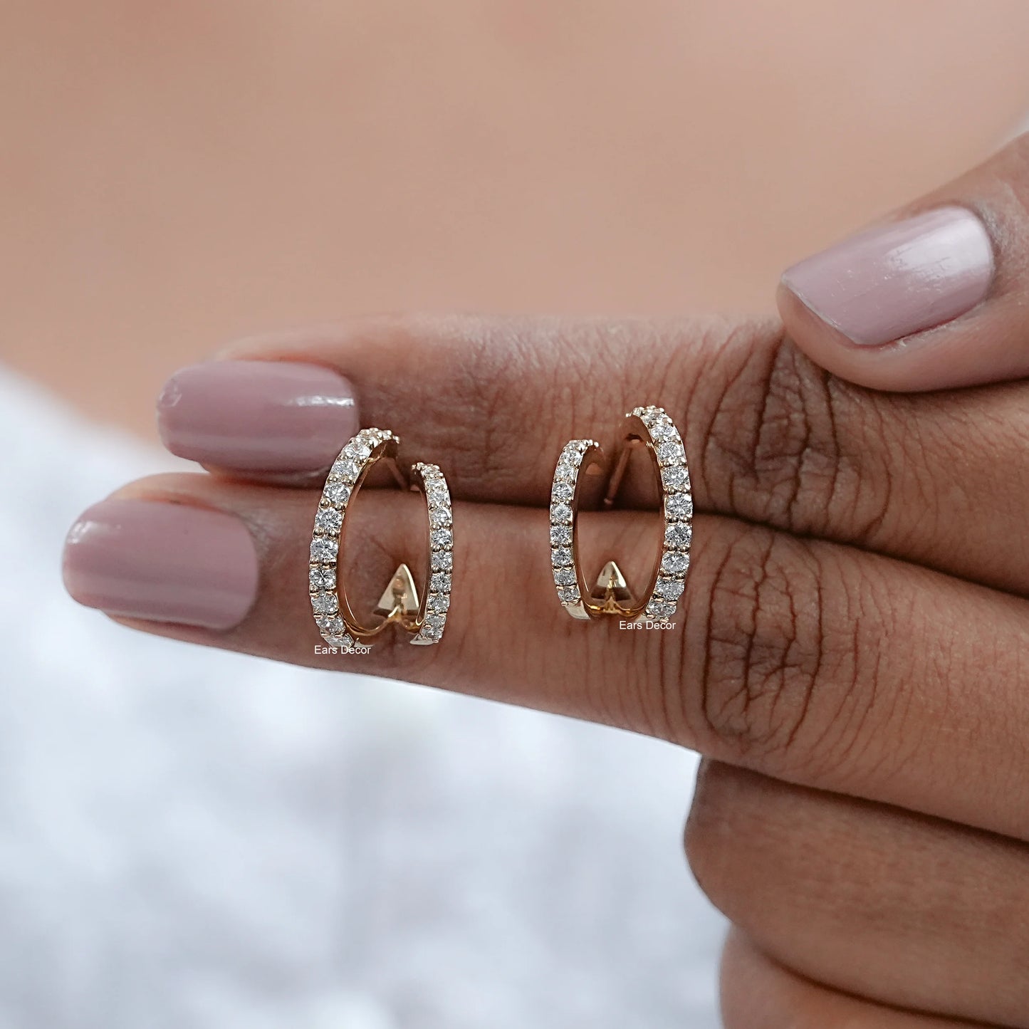 Round Cut Moissanite Diamond Hoop Earrings