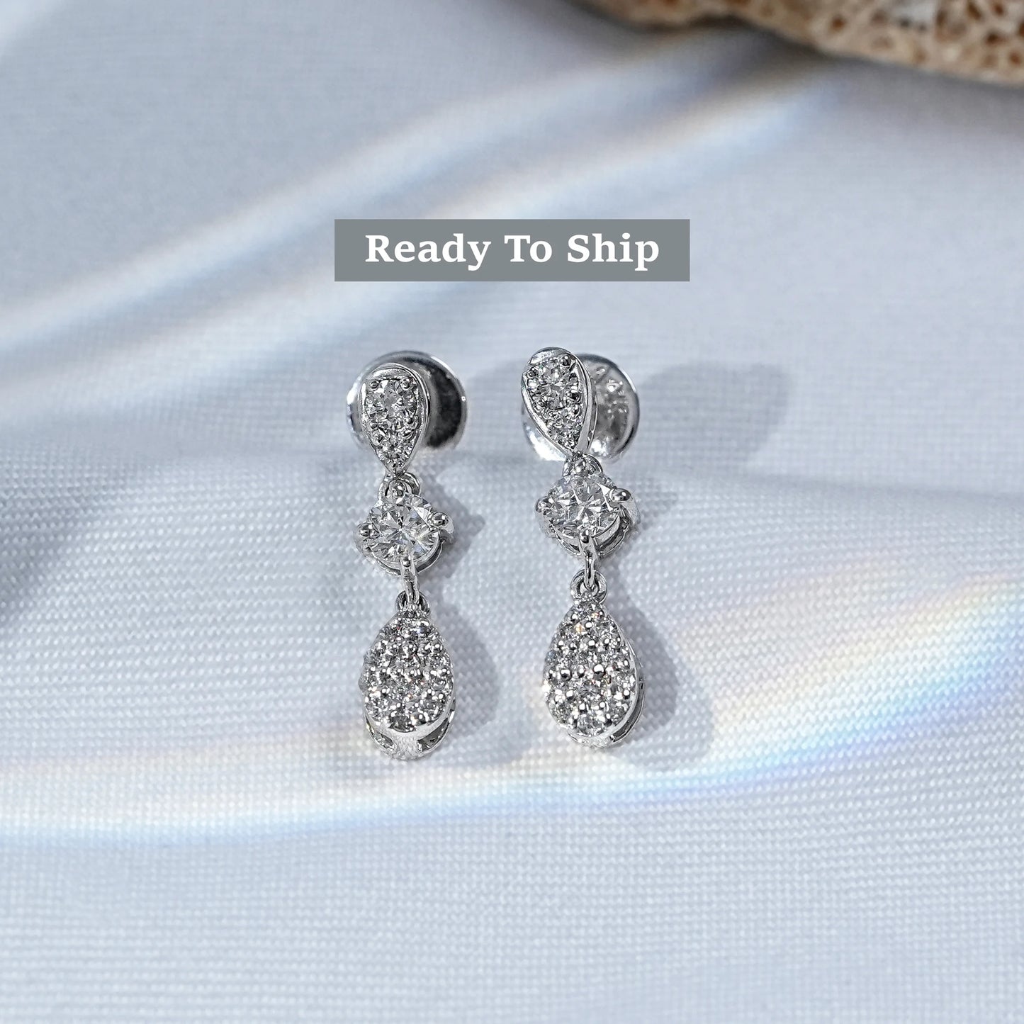 Round Lab Diamond Dangle Drop Earrings