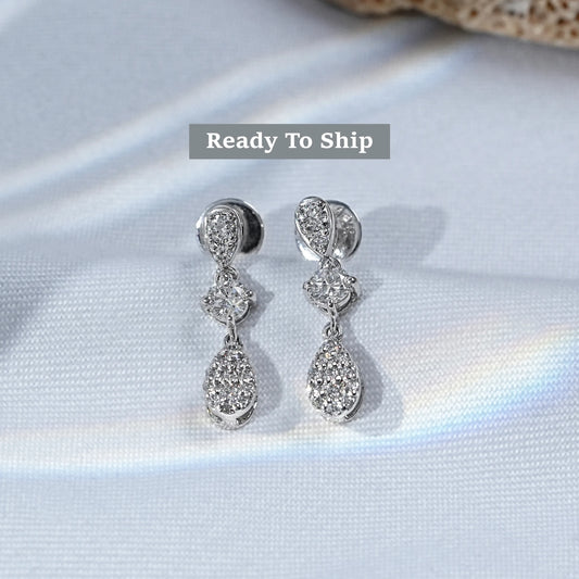 Round Lab Diamond Dangle Drop Earrings